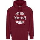 Just a Mom Who Loves Baseball Funny Mens 80% Cotton Hoodie Maroon