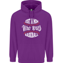 Just a Mom Who Loves Baseball Funny Mens 80% Cotton Hoodie Purple