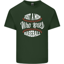 Just a Mom Who Loves Baseball Funny Mens Cotton T-Shirt Tee Top Forest Green