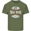 Just a Mom Who Loves Baseball Funny Mens Cotton T-Shirt Tee Top Military Green
