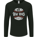 Just a Mom Who Loves Baseball Funny Mens Long Sleeve T-Shirt Black