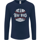 Just a Mom Who Loves Baseball Funny Mens Long Sleeve T-Shirt Navy Blue
