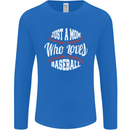 Just a Mom Who Loves Baseball Funny Mens Long Sleeve T-Shirt Royal Blue