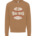 Just a Mom Who Loves Baseball Funny Mens Sweatshirt Jumper Caramel Latte