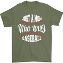 Just a Mom Who Loves Baseball Funny Mens T-Shirt 100% Cotton Military Green
