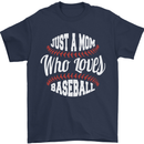 Just a Mom Who Loves Baseball Funny Mens T-Shirt 100% Cotton Navy Blue
