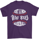 Just a Mom Who Loves Baseball Funny Mens T-Shirt 100% Cotton Purple