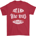 Just a Mom Who Loves Baseball Funny Mens T-Shirt 100% Cotton Red