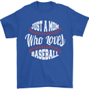 Just a Mom Who Loves Baseball Funny Mens T-Shirt 100% Cotton Royal Blue