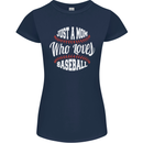 Just a Mom Who Loves Baseball Funny Womens Petite Cut T-Shirt Navy Blue