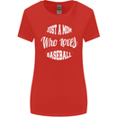 Just a Mom Who Loves Baseball Funny Womens Wider Cut T-Shirt Red