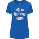 Just a Mom Who Loves Baseball Funny Womens Wider Cut T-Shirt Royal Blue
