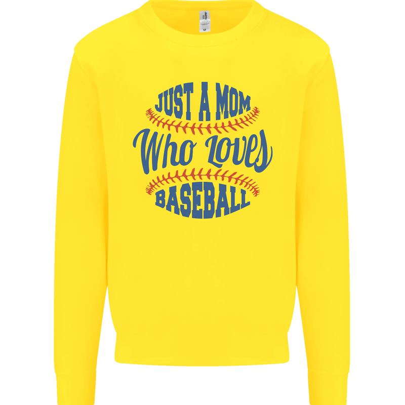 Just a Mom Who Loves Baseball Kids Sweatshirt Jumper Yellow