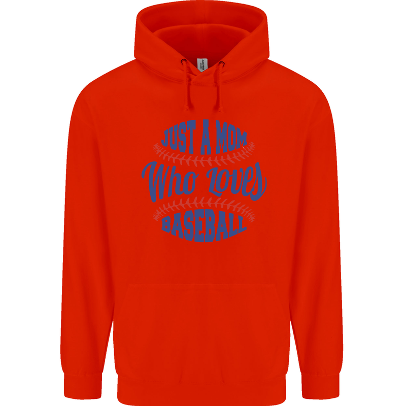 Just a Mom Who Loves Baseball Mens 80% Cotton Hoodie Bright Red