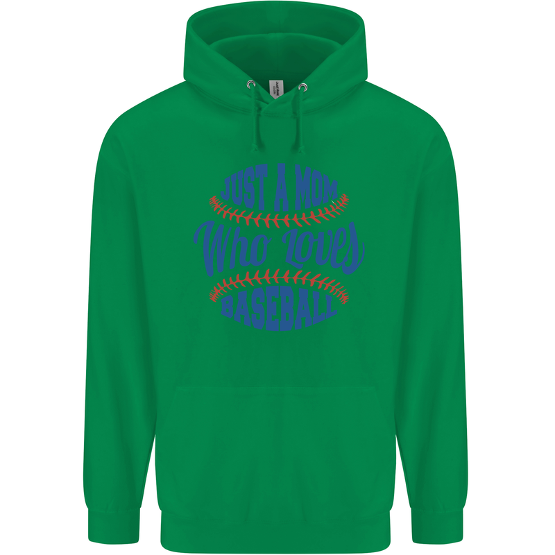 Just a Mom Who Loves Baseball Mens 80% Cotton Hoodie Irish Green