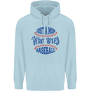 Just a Mom Who Loves Baseball Mens 80% Cotton Hoodie Light Blue