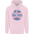 Just a Mom Who Loves Baseball Mens 80% Cotton Hoodie Light Pink
