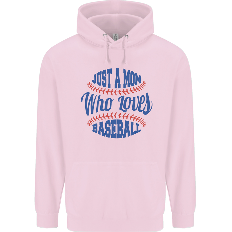 Just a Mom Who Loves Baseball Mens 80% Cotton Hoodie Light Pink