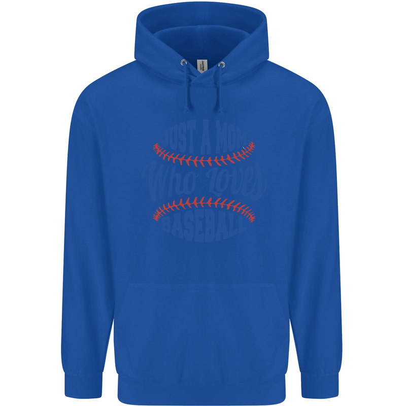 Just a Mom Who Loves Baseball Mens 80% Cotton Hoodie Royal Blue