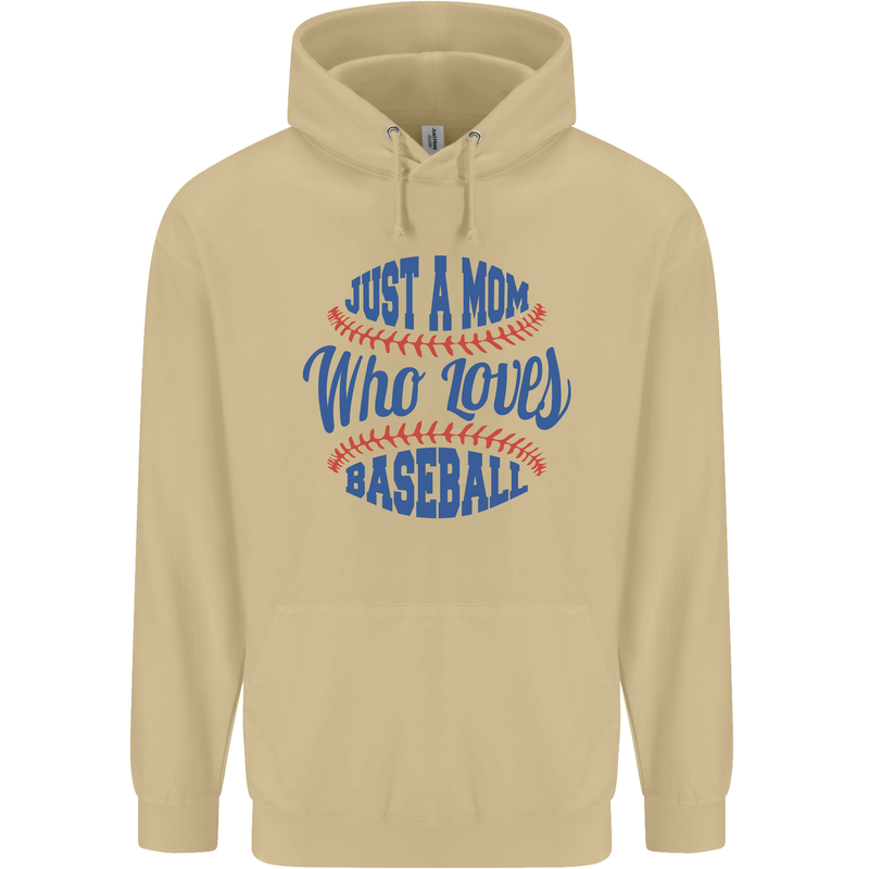 Just a Mom Who Loves Baseball Mens 80% Cotton Hoodie Sand