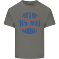 Just a Mom Who Loves Baseball Mens Cotton T-Shirt Tee Top Charcoal