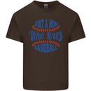 Just a Mom Who Loves Baseball Mens Cotton T-Shirt Tee Top Dark Chocolate