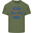 Just a Mom Who Loves Baseball Mens Cotton T-Shirt Tee Top Military Green
