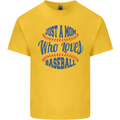 Just a Mom Who Loves Baseball Mens Cotton T-Shirt Tee Top Yellow