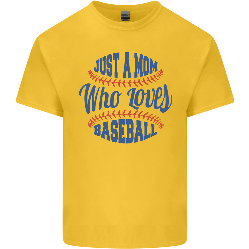 Just a Mom Who Loves Baseball Mens Cotton T-Shirt Tee Top Yellow