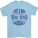 Just a Mom Who Loves Baseball Mens T-Shirt 100% Cotton Light Blue