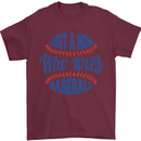 Just a Mom Who Loves Baseball Mens T-Shirt 100% Cotton Maroon