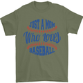 Just a Mom Who Loves Baseball Mens T-Shirt 100% Cotton Military Green