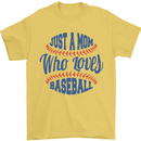 Just a Mom Who Loves Baseball Mens T-Shirt 100% Cotton Yellow