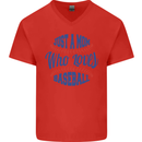 Just a Mom Who Loves Baseball Mens V-Neck Cotton T-Shirt Red