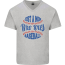 Just a Mom Who Loves Baseball Mens V-Neck Cotton T-Shirt Sports Grey