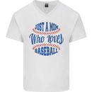 Just a Mom Who Loves Baseball Mens V-Neck Cotton T-Shirt White