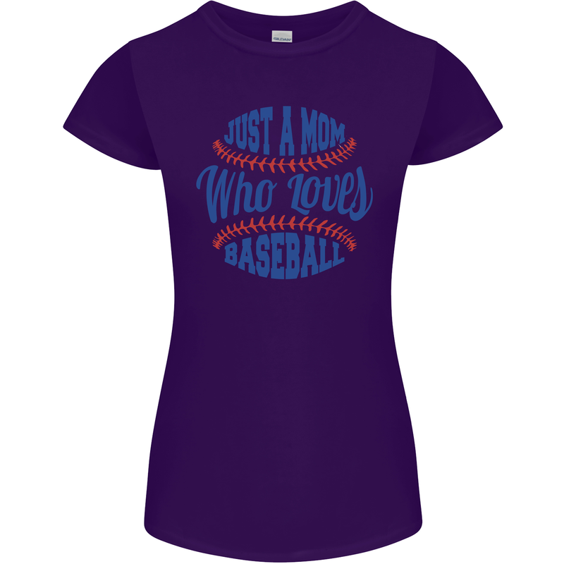 Just a Mom Who Loves Baseball Womens Petite Cut T-Shirt Purple