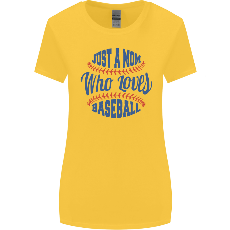 Just a Mom Who Loves Baseball Womens Wider Cut T-Shirt Yellow