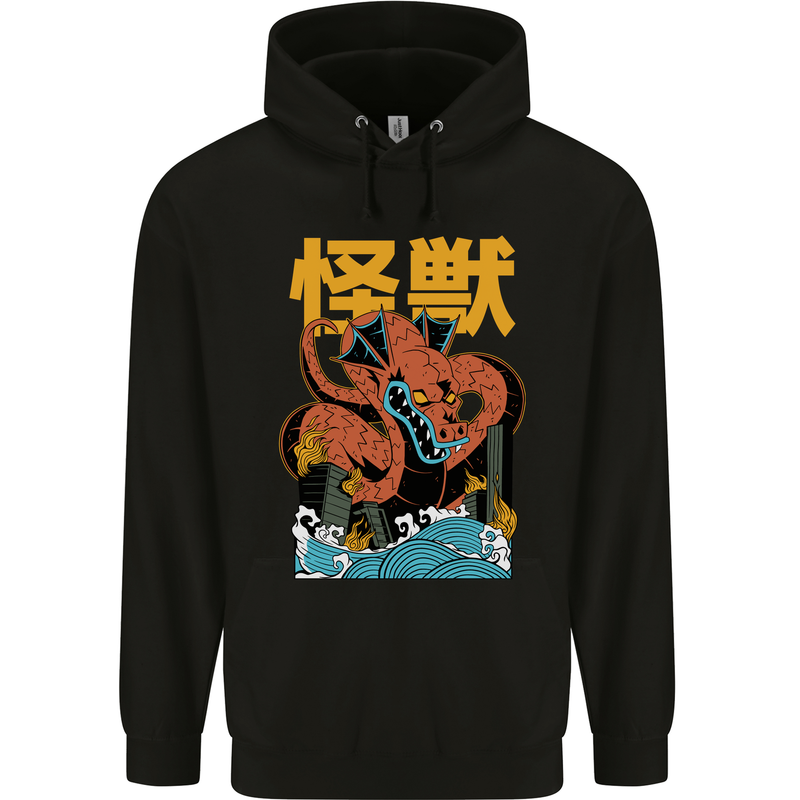 Kaiju Dragon King Ghidorah Japanese Monster Childrens Kids Hoodie Black