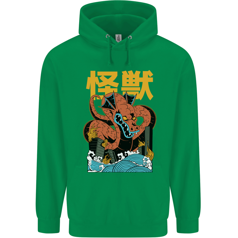 Kaiju Dragon King Ghidorah Japanese Monster Childrens Kids Hoodie Irish Green