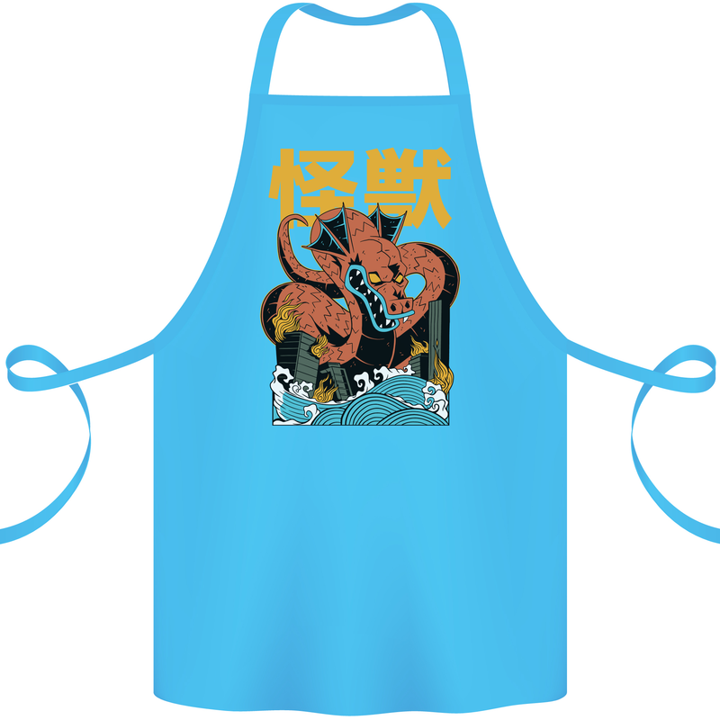 Kaiju Dragon King Ghidorah Japanese Monster Cotton Apron 100% Organic Turquoise