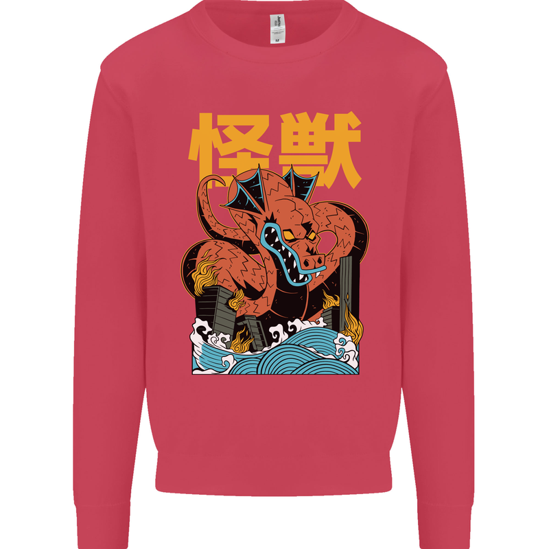 Kaiju Dragon King Ghidorah Japanese Monster Kids Sweatshirt Jumper Heliconia