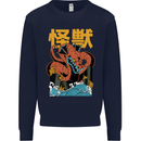 Kaiju Dragon King Ghidorah Japanese Monster Kids Sweatshirt Jumper Navy Blue