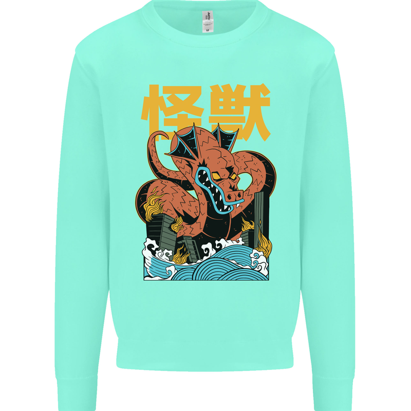 Kaiju Dragon King Ghidorah Japanese Monster Kids Sweatshirt Jumper Peppermint