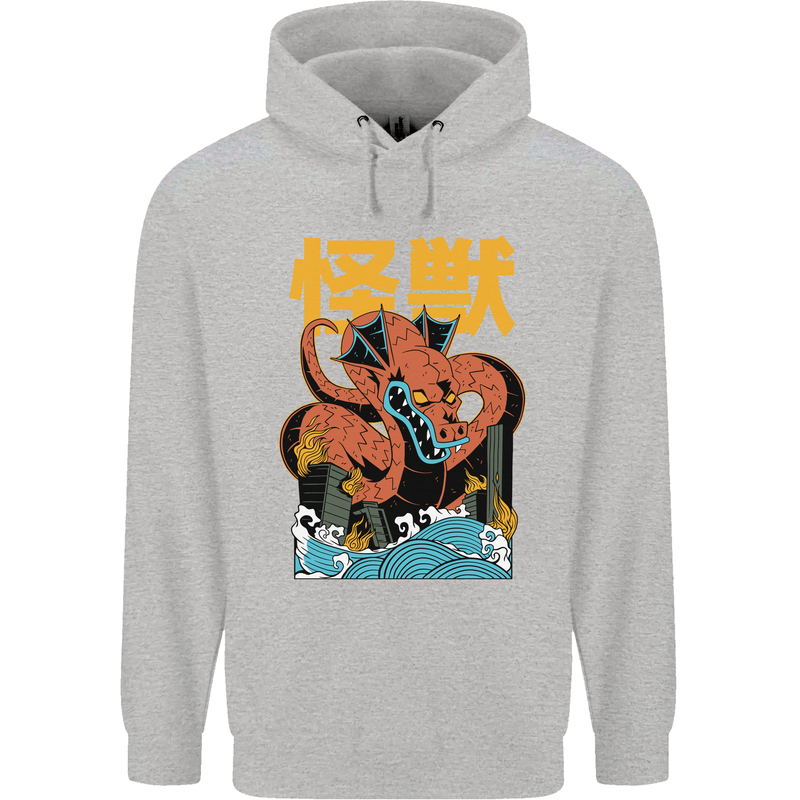 Kaiju Dragon King Ghidorah Japanese Monster Mens 80% Cotton Hoodie Sports Grey