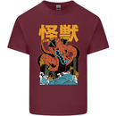 Kaiju Dragon King Ghidorah Japanese Monster Mens Cotton T-Shirt Tee Top Maroon