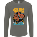 Kaiju Dragon King Ghidorah Japanese Monster Mens Long Sleeve T-Shirt Charcoal