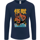Kaiju Dragon King Ghidorah Japanese Monster Mens Long Sleeve T-Shirt Navy Blue