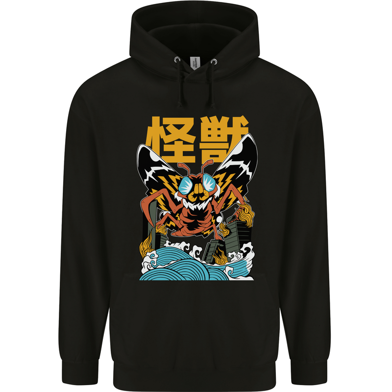 Kaiju Mothman Japanese Style Mens 80% Cotton Hoodie Black