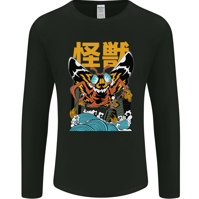 Kaiju Mothman Japanese Style Mens Long Sleeve T-Shirt Black